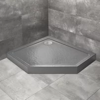 Cadita dus pentagonala Radaway Doros PT E Compact Stone 100x90 cm acril antracit stanga
