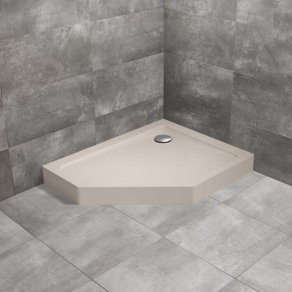 Cadita dus pentagonala Radaway Doros PT E Compact Stone 90x80 cm acril casmir dreapta