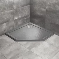 Cadita dus pentagonala Radaway Doros PT Stone 90x90 cm acril antracit