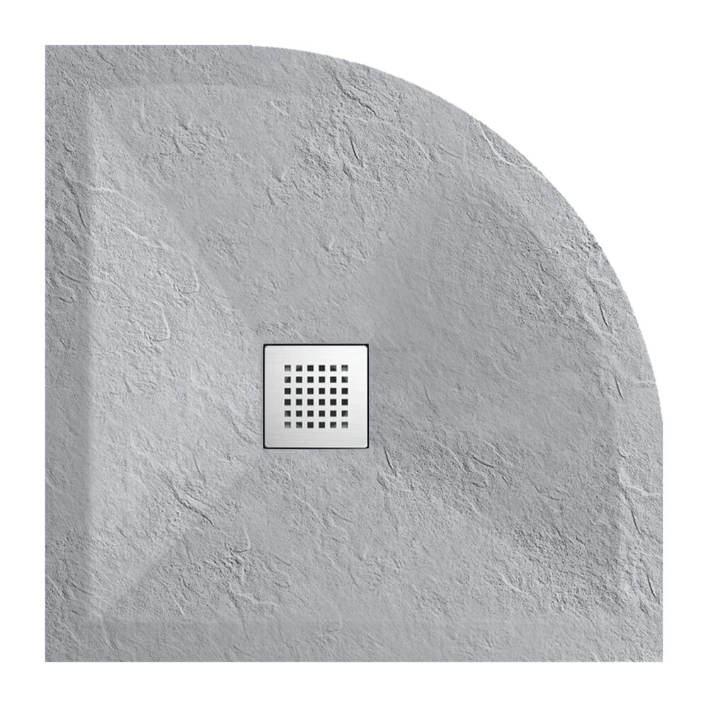 Cadita dus semirotunda Balneo Stone Tray din compozit 90x90 gri deschis