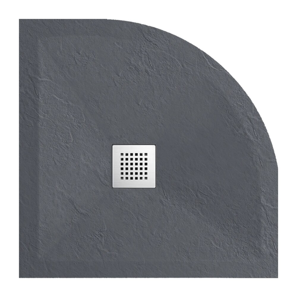 Cadita dus semirotunda Balneo Stone Tray din compozit 90x90 gri inchis