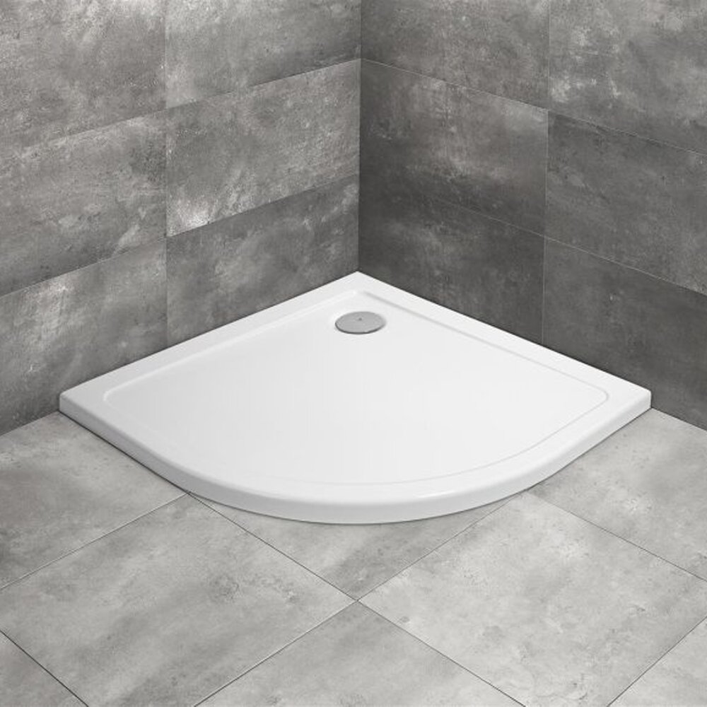Cadita dus semirotunda Radaway Doros A 90x90 cm acril alb