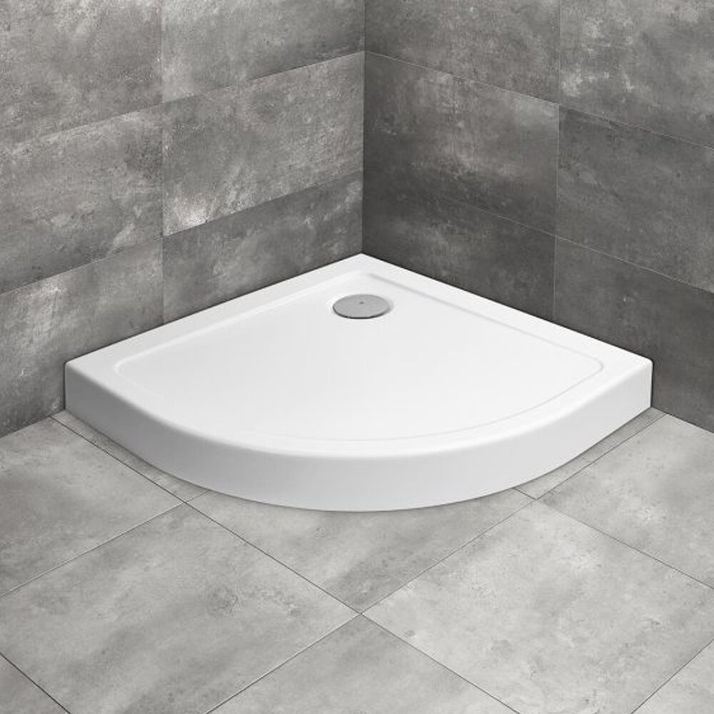 Cadita dus semirotunda Radaway Doros A Compact 80x80 cm acril alb