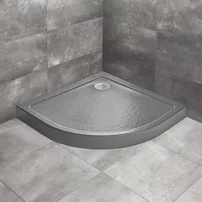 Cadita dus semirotunda Radaway Doros A Compact Stone 80x80 cm acril antracit