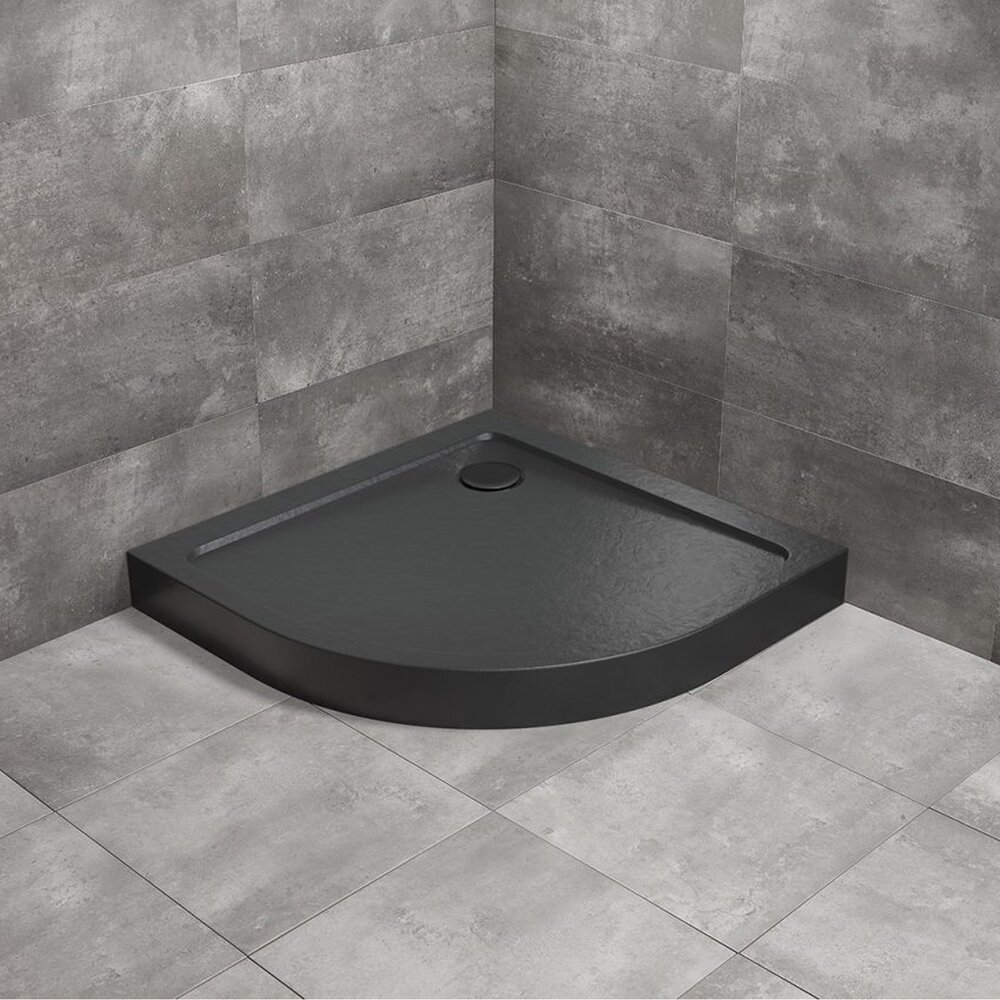 Cadita dus semirotunda Radaway Doros A Compact Stone 80x80 cm acril negru