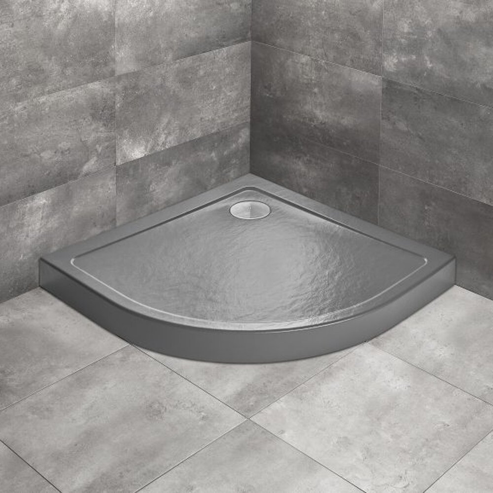 Cadita dus semirotunda Radaway Doros A Compact Stone 90x90 cm acril antracit