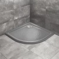 Cadita dus semirotunda Radaway Doros A Stone 80x80 cm acril antracit