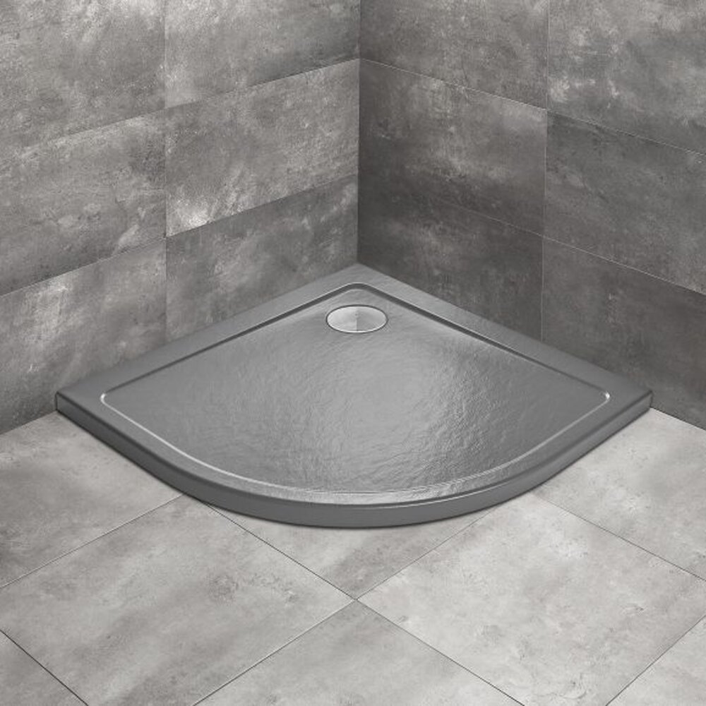 Cadita dus semirotunda Radaway Doros A Stone 80x80 cm acril antracit