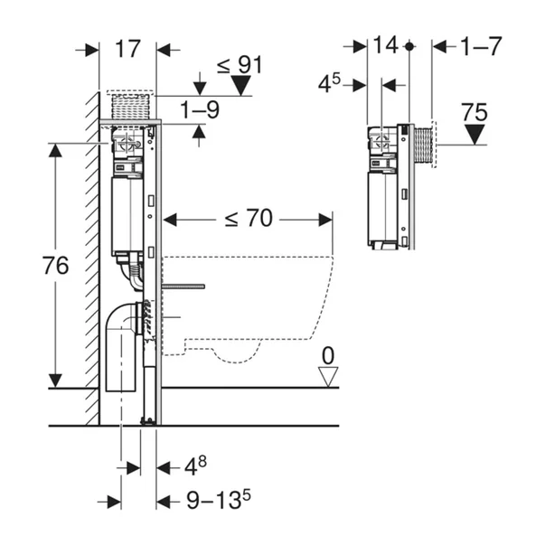 Cadru incastrat Geberit Duofix 82 cm cu rezervor Omega 12 cm picture - 4