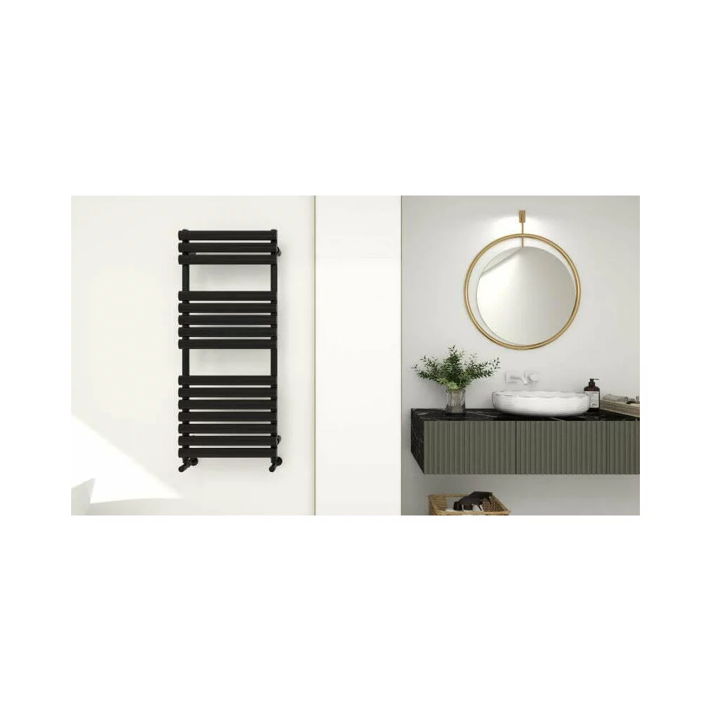 Calorifer de baie portprosop Rune Hima 1200x500 mm negru mat