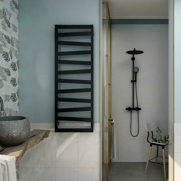 Calorifer de baie portprosop Rune Kalla 1200x500 mm negru mat