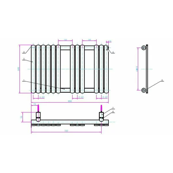 Calorifer de baie portprosop Rune Lani 800x500 mm negru mat picture - 2