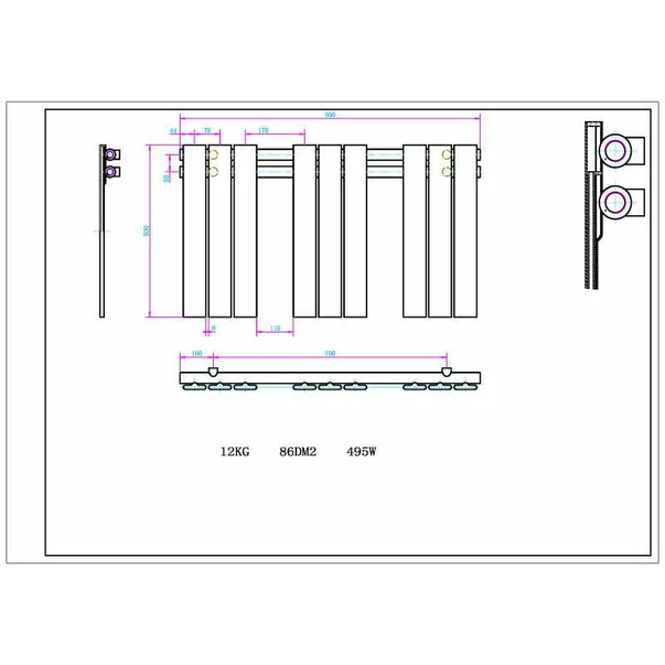 Calorifer de baie portprosop Rune Lysa 900x500 mm negru mat picture - 2