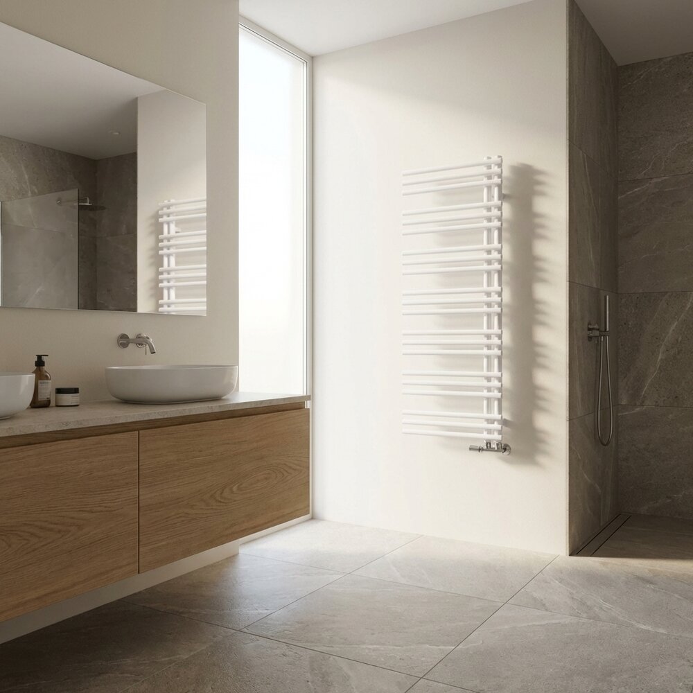 Calorifer de baie portprosop Rune Tindra 1250x500 mm alb lucios
