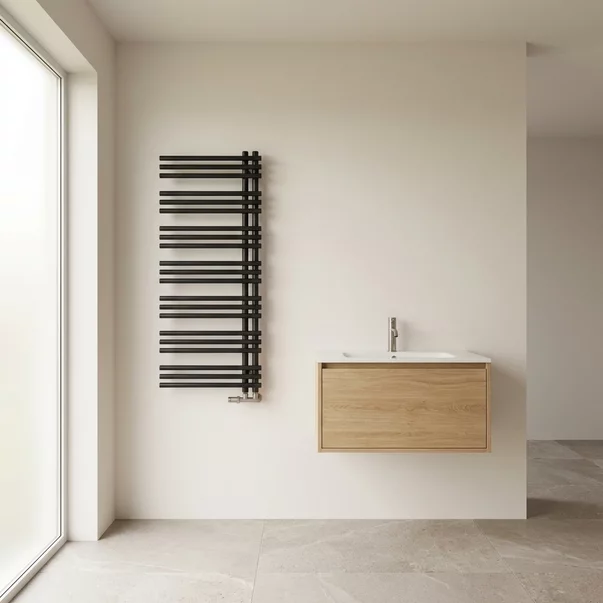 Calorifer de baie portprosop Rune Tindra 1250x500 mm negru mat picture - 2