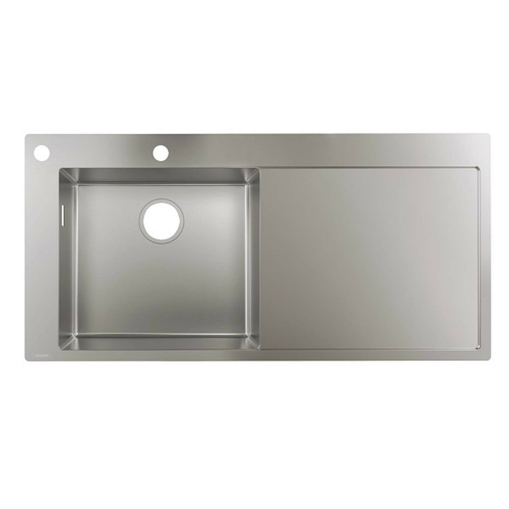 Chiuveta bucatarie Hansgrohe S71 inox 104.5x51 cm picurator stanga cu orificiu buton control