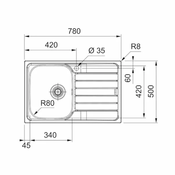 Chiuveta bucatarie inox Franke Spark 78x50 cm cu 1 cuva cu picurator dreapta finisaj lucios picture - 2