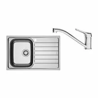 Chiuveta bucatarie inox Franke Spark 78x50 cm cu 1 cuva cu picurator dreapta finisaj texturat plus baterie crom