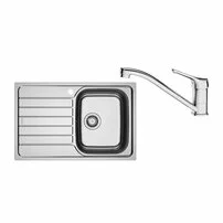 Chiuveta bucatarie inox Franke Spark 78x50 cm cu 1 cuva cu picurator stanga finisaj texturat plus baterie crom