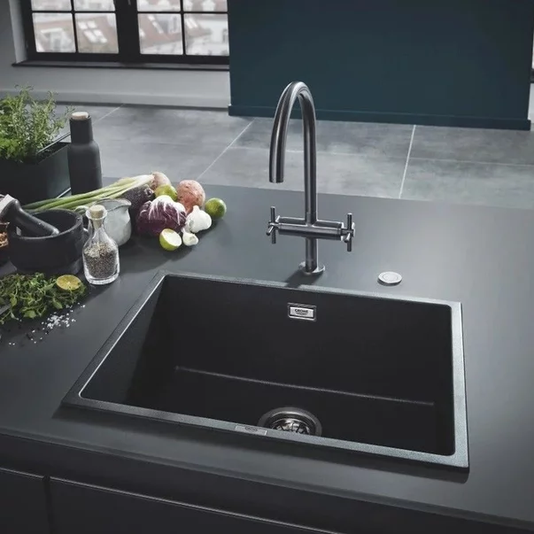 Chiuveta compozit sub blat Grohe K700U granit negru 46x41 cm picture - 3