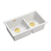 Chiuveta compozit incastrata Quadron Logan 120 alb - auriu 76x45 cm