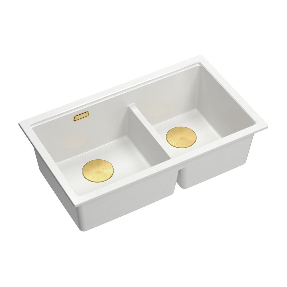 Chiuveta compozit incastrata Quadron Logan 120 alb - auriu 76x45 cm
