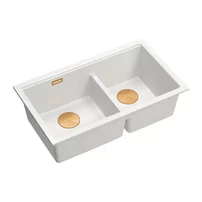 Chiuveta compozit incastrata Quadron Logan 120 alb - cupru 76x45 cm