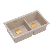 Chiuveta compozit incastrata Quadron Logan 120 bej - cupru 76x45 cm