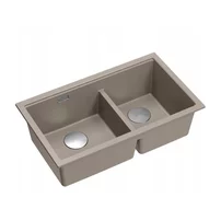 Chiuveta compozit incastrata Quadron Logan 120 bej soft taupe - inox 76x45 cm