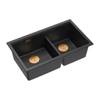 Chiuveta compozit incastrata Quadron Logan 120 negru carbon - cupru 76x45 cm