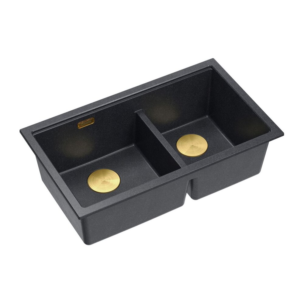 Chiuveta compozit incastrata Quadron Logan 120 negru diamant - auriu 76x45 cm