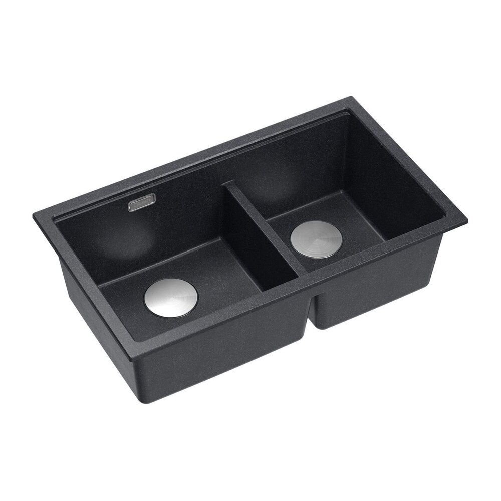 Chiuveta compozit incastrata Quadron Logan 120 negru diamant - inox 76x45 cm