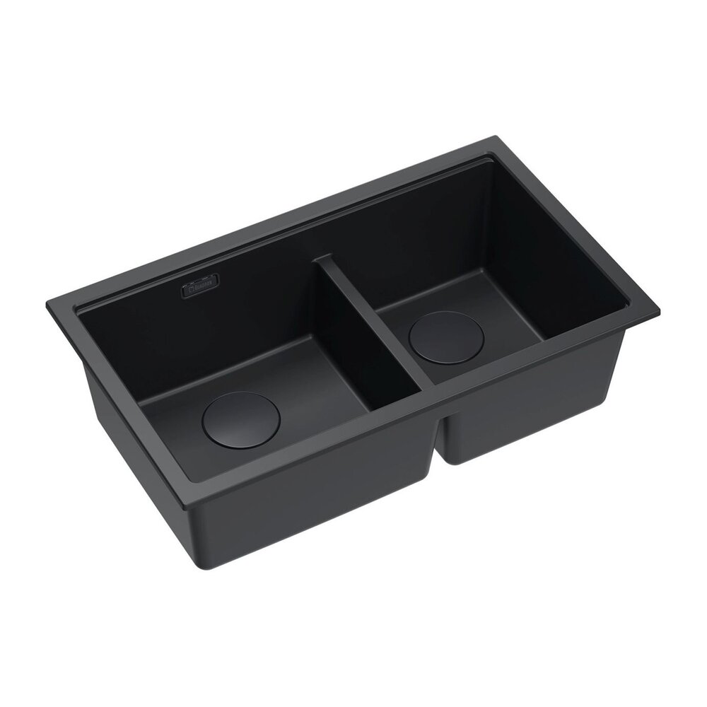 Chiuveta compozit incastrata Quadron Logan 120 negru pure carbon 76x45 cm