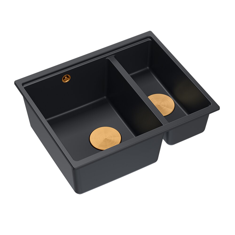 Chiuveta compozit incastrata Quadron Logan 150 negru carbon - cupru 56x46 cm