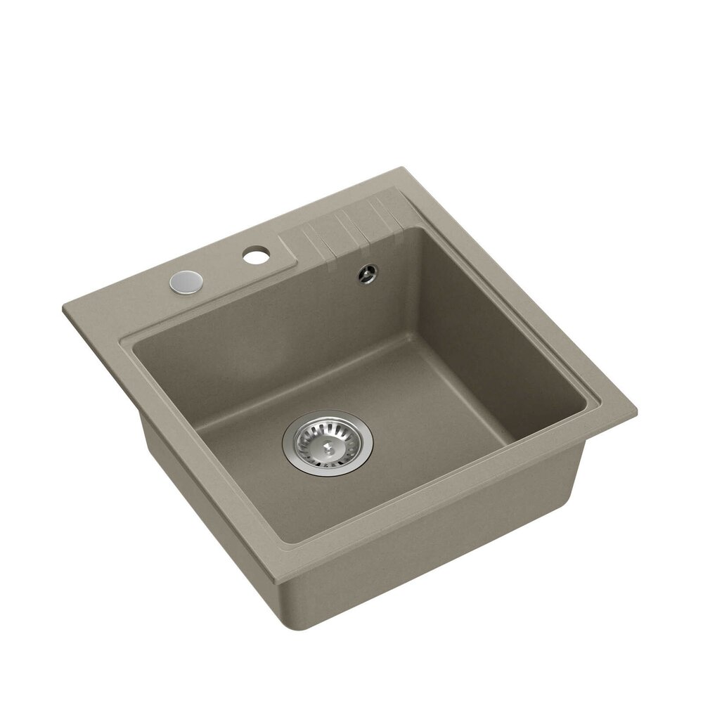 Chiuveta compozit incastrata Quadron Pop Peter 110 bej inchis 50x52 cm