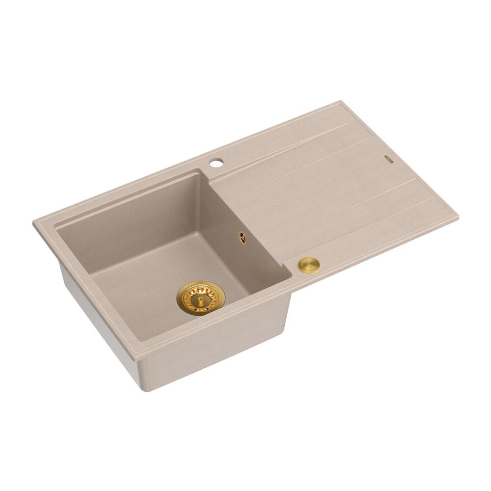 Chiuveta compozit incastrata Quadron Unique Evan 111 bej - auriu 86x50 cm