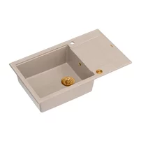 Chiuveta compozit incastrata Quadron Unique Evan 136 XL bej - cupru 86x50 cm