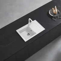 Chiuveta compozit Inter Ceramic finisaj alb 78x50 cm cu picurator