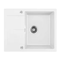 Chiuveta compozit Inter Ceramic finisaj granit alb 62x50 cm cu picurator