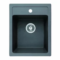 Chiuveta compozit Inter Ceramic finisaj granit gri 40x50 cm cu orificiu baterie