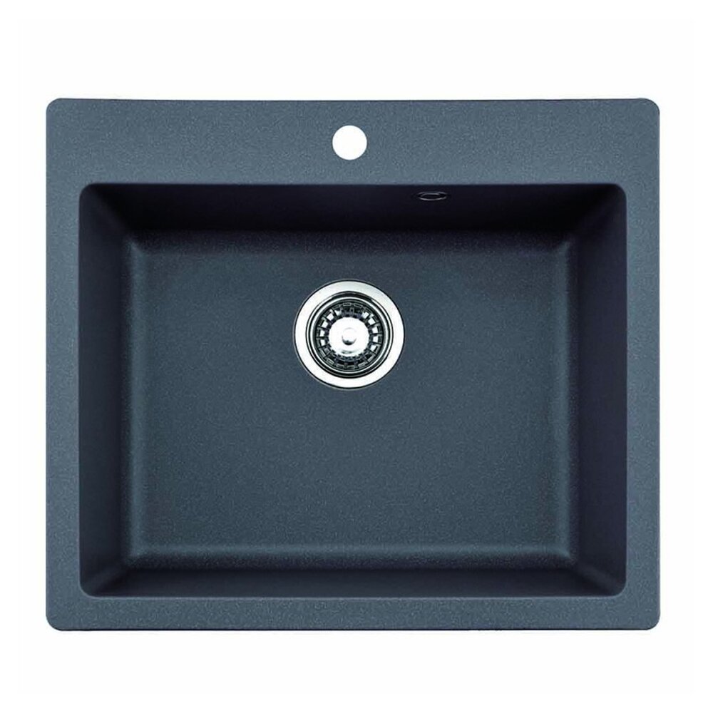 Chiuveta compozit Inter Ceramic finisaj granit gri 57x50 cm cu orificiu baterie