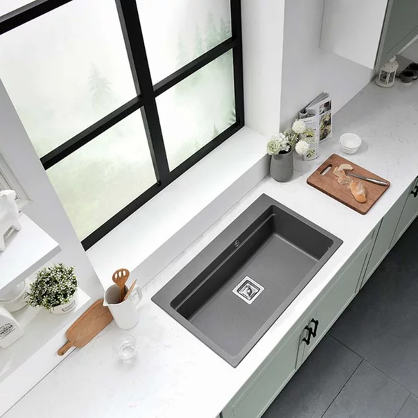 Chiuveta compozit Inter Ceramic finisaj granit gri 78x48 cm picture - 2