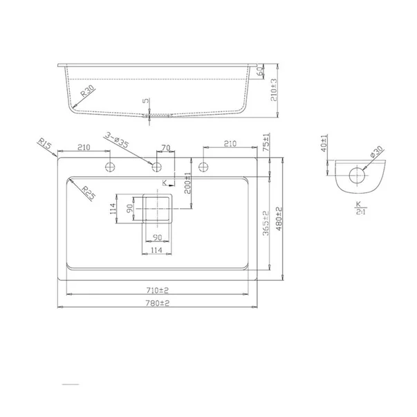 Chiuveta compozit Inter Ceramic finisaj granit gri 78x48 cm picture - 3