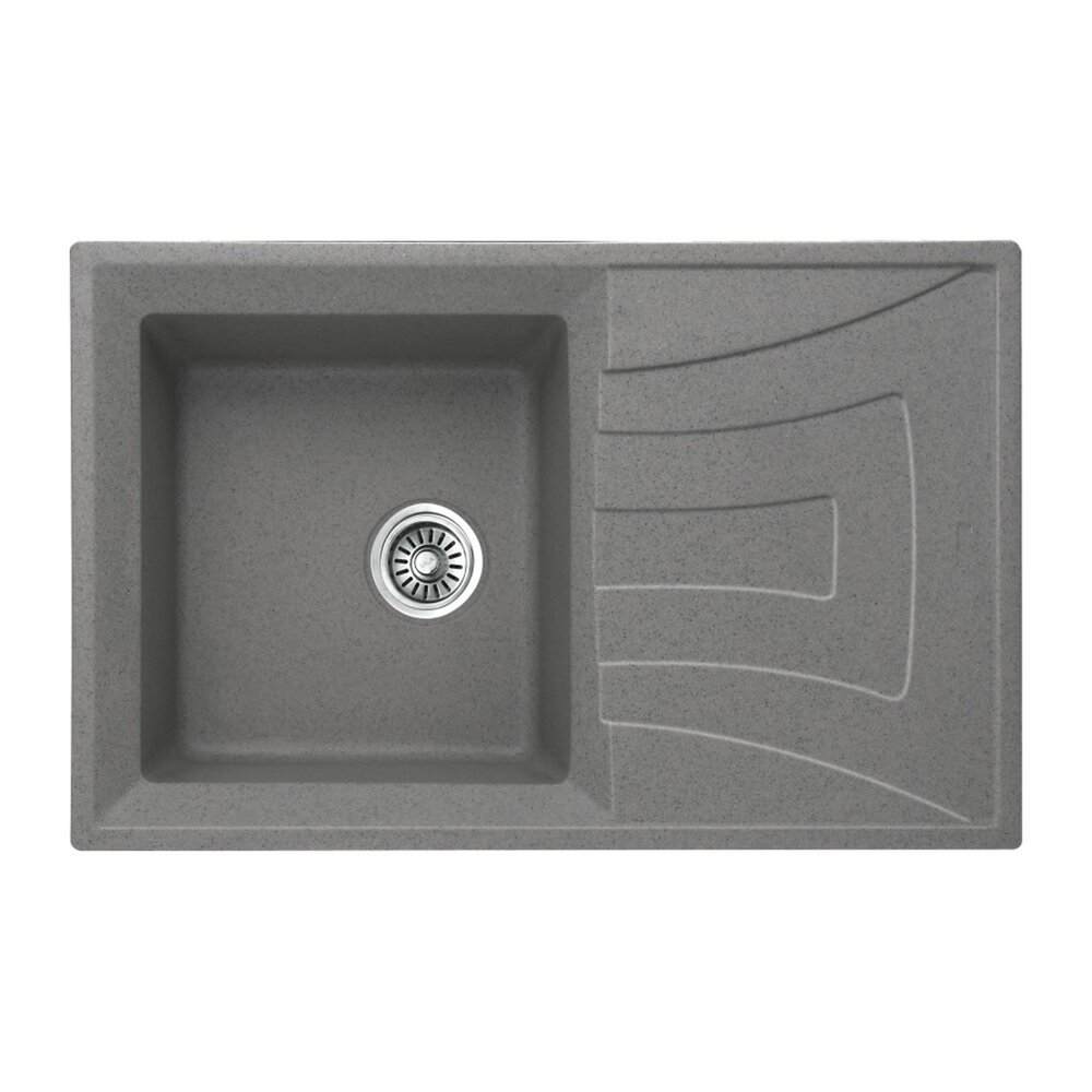Chiuveta compozit Inter Ceramic finisaj granit gri 78x50 cm cu picurator