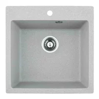 Chiuveta compozit Inter Ceramic finisaj granit gri nisip 50x50 cm cu orificiu baterie