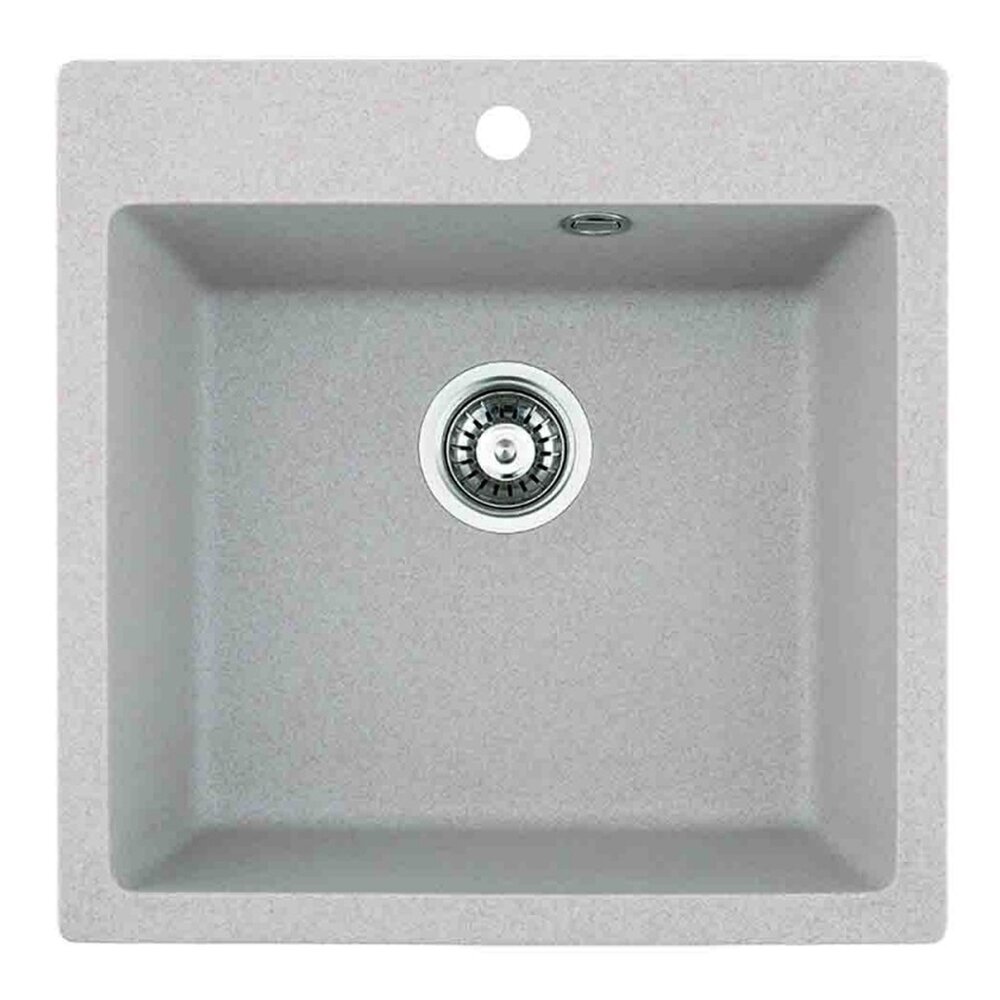 Chiuveta compozit Inter Ceramic finisaj granit gri nisip 50x50 cm cu orificiu baterie