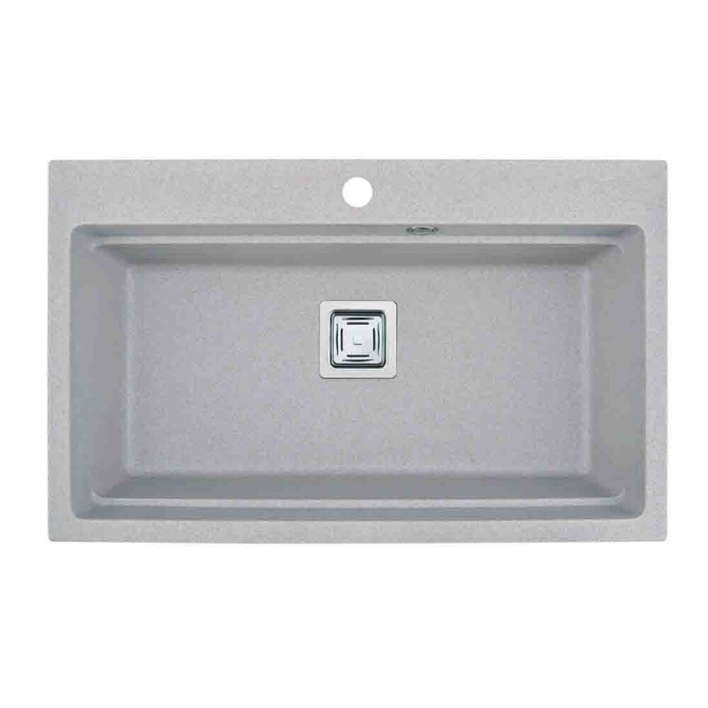 Chiuveta compozit Inter Ceramic finisaj granit gri nisip 78x48 cm cu orificiu baterie