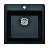 Chiuveta compozit Inter Ceramic finisaj granit negru 50x50 cm cu orificiu baterie