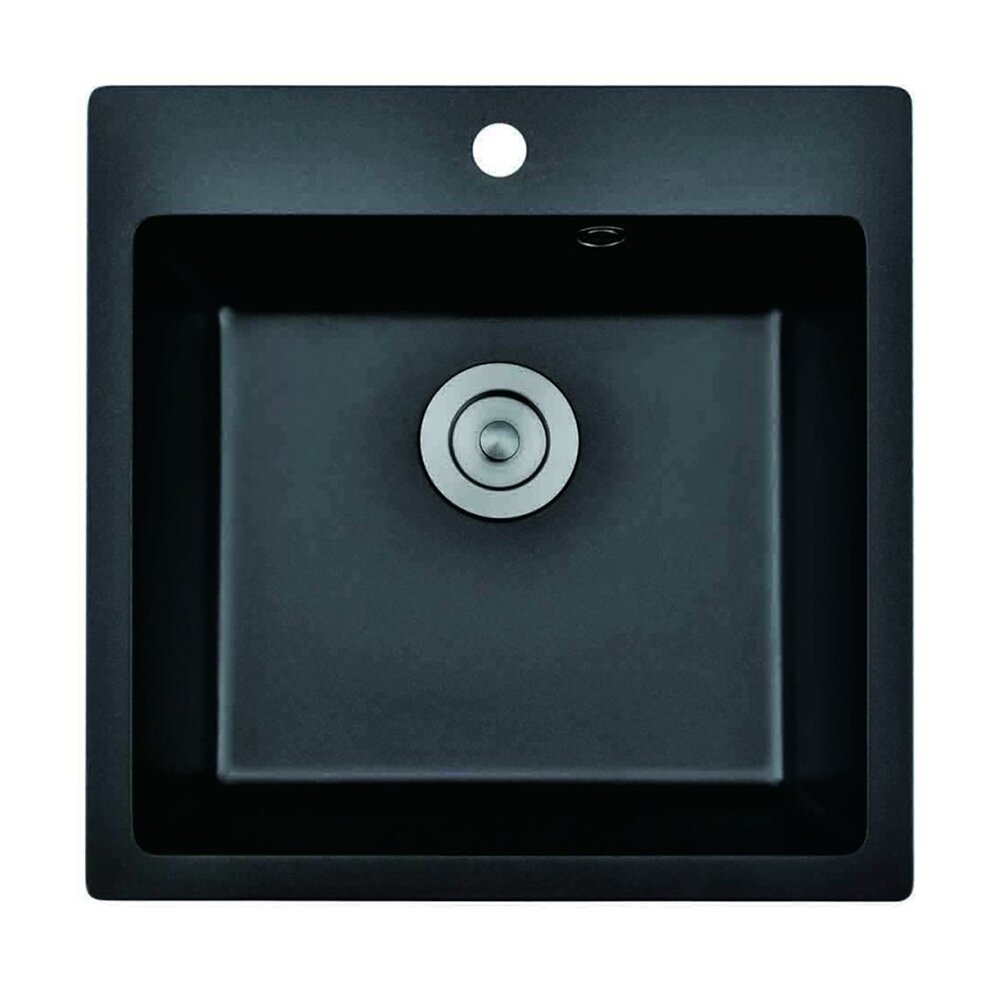 Chiuveta compozit Inter Ceramic finisaj granit negru 50x50 cm cu orificiu baterie