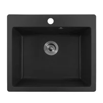 Chiuveta compozit Inter Ceramic finisaj granit negru 57x50 cm cu orificiu baterie